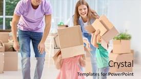  Presentation with young children playing - PPT theme having young couple and cute little background and a lemonade colored foreground