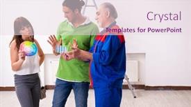  Presentation with old couple - Theme having young-couple-and-old-contractor background and a lemonade colored foreground