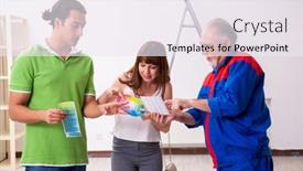  Presentation with old couple walking - Cool new presentation theme with young-couple-and-old-contractor backdrop and a sky blue colored foreground