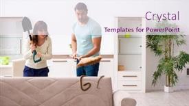  Presentation with flat - Amazing PPT theme having young-couple-and-snake backdrop and a sky blue colored foreground