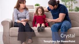  Presentation with conflict - Colorful PPT theme enhanced with young-couple-and-their-daughter backdrop and a gray colored foreground