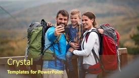  Presentation with selfie - Audience pleasing PPT layouts consisting of young-couple-and-their-son backdrop and a tawny brown colored foreground