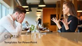  Presentation with restaurant downlodes - Colorful theme enhanced with young-couple-arguing-and-discussing backdrop and a coral colored foreground