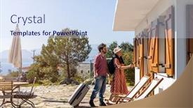  Presentation with holiday - Cool new theme with young-couple-arriving backdrop and a sky blue colored foreground