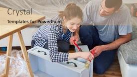  Presentation with new home - Beautiful theme featuring young-couple-as-a-handyman backdrop and a coral colored foreground