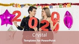 Presentation with new year 2020 - Audience pleasing PPT layouts consisting of young-couple-at-a-party backdrop and a coral colored foreground