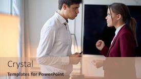  Presentation with new deal - PPT theme having young-couple-at-the-hotel background and a coral colored foreground