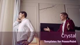  Presentation with hotel business - Presentation enhanced with young-couple-at-the-hotel background and a wine colored foreground