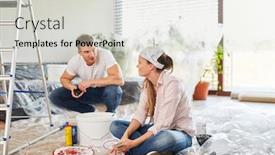  Presentation with renovation - Colorful presentation enhanced with young-couple-at-the-renovation backdrop and a light gray colored foreground