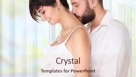  Presentation with couple kiss - Colorful presentation design enhanced with young couple awaiting baby handsome backdrop and a lemonade colored foreground