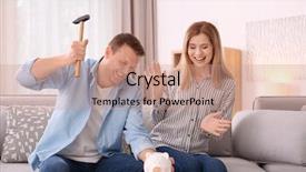  Presentation with piggy bank - PPT layouts featuring young couple breaking piggy bank background and a coral colored foreground