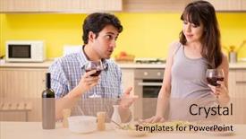  Presentation with wedding anniversary - PPT layouts enhanced with young couple celebrating wedding anniversary background and a coral colored foreground