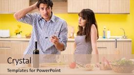  Presentation with wedding anniversary - PPT theme consisting of young couple celebrating wedding anniversary background and a coral colored foreground