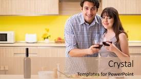  Presentation with wedding anniversary - Slides consisting of young couple celebrating wedding anniversary background and a coral colored foreground