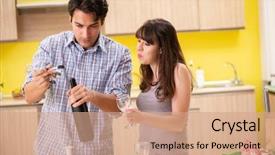  Presentation with wedding anniversary - Presentation design consisting of young couple celebrating wedding anniversary background and a coral colored foreground