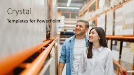  Presentation with hardware - Beautiful slide set featuring young couple choosing ceramic tile hardware store backdrop and a soft green colored foreground