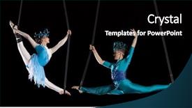  Presentation with circus - Beautiful presentation theme featuring young couple circus air gymnast backdrop and a black colored foreground