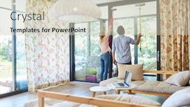  Presentation with room cleaning - Colorful slides enhanced with young-couple-cleaning-house-together backdrop and a soft green colored foreground