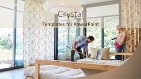  Presentation with room cleaning - PPT theme having young-couple-cleaning-spring-cleaning background and a lemonade colored foreground