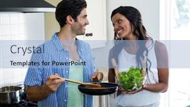  Presentation with cooking - Amazing PPT layouts having young-couple-cooking-food-together backdrop and a light blue colored foreground