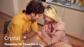  Presentation with lockdown - Amazing PPT layouts having young-couple-cuddling-while-working backdrop and a red colored foreground