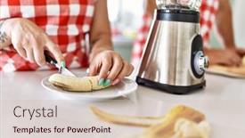  Presentation with banana - Slides enhanced with young-couple-cutting-banana background and a  colored foreground