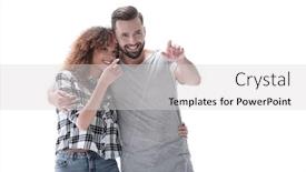  Presentation with dreams - Presentation theme having young couple discussing their dreams and pointing forward background and a light gray colored foreground