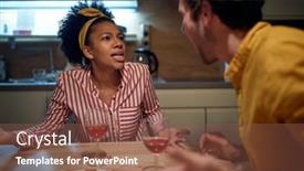  Presentation with relationship - Cool new PPT layouts with young-couple-discussing backdrop and a tawny brown colored foreground