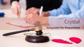  Presentation with couple - Amazing PPT theme having young-couple-divorcing-in-alimony backdrop and a coral colored foreground