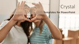  Presentation with heart disease and heartbeat symbol - Theme having young-couple-doing-heart-symbol background and a lemonade colored foreground