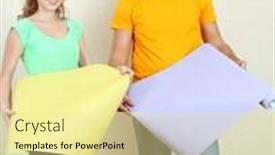  Presentation with renovation - PPT theme with young couple doing renovation in new house background and a blonde colored foreground