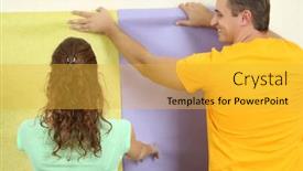  Presentation with renovation - PPT theme consisting of young-couple-doing-renovation background and a yellow colored foreground
