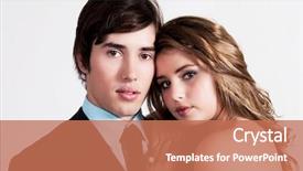  Presentation with formal - Audience pleasing slide set consisting of young couple dressed in formal attire stand affectionately together the woman is wearing a white strapless dress and the man is wearing a suit horizontal shot backdrop and a coral colored foreground