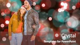  Presentation with lighting design awards - Theme featuring young couple embracing and looking away against digitally generated twinkling light design background and a tawny brown colored foreground