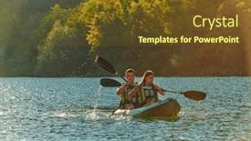  Presentation with kayak - PPT theme with young-couple-enjoying-an-idyllic background and a tawny brown colored foreground