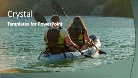  Presentation with kayak - Presentation theme featuring young-couple-enjoying-an-idyllic background and a dark gray colored foreground