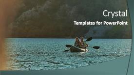  Presentation with kayak - PPT theme enhanced with young-couple-enjoying-an-idyllic background and a dark gray colored foreground