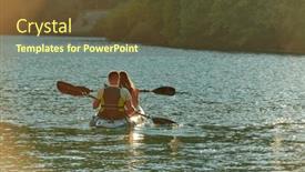  Presentation with kayak - PPT theme consisting of young-couple-enjoying-an-idyllic background and a tawny brown colored foreground