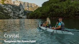  Presentation with kayak - Presentation design having young-couple-enjoying-an-idyllic background and a ocean colored foreground