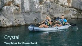  Presentation with kayak - Slide deck having young-couple-enjoying-an-idyllic background and a ocean colored foreground