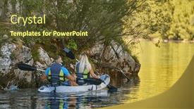  Presentation with kayak - Slide set featuring young-couple-enjoying-an-idyllic background and a tawny brown colored foreground