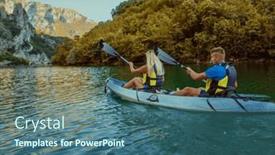  Presentation with kayak - PPT theme enhanced with young-couple-enjoying-an-idyllic background and a ocean colored foreground