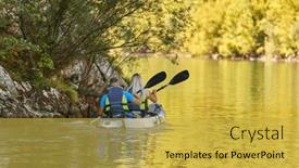  Presentation with kayak - PPT layouts featuring young-couple-enjoying-an-idyllic background and a yellow colored foreground