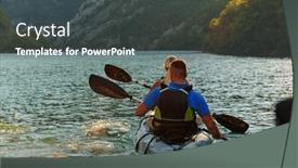  Presentation with kayak - PPT layouts enhanced with young-couple-enjoying-an-idyllic background and a dark gray colored foreground