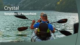  Presentation with kayak - PPT theme with young-couple-enjoying-an-idyllic background and a ocean colored foreground