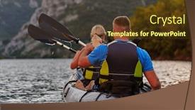  Presentation with kayak - Theme consisting of young-couple-enjoying-an-idyllic background and a tawny brown colored foreground