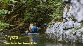  Presentation with kayak - Slide set featuring young-couple-enjoying-an-idyllic background and a tawny brown colored foreground