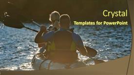  Presentation with kayak - PPT theme featuring young-couple-enjoying-an-idyllic background and a tawny brown colored foreground