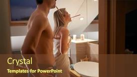  Presentation with hygiene - Slide deck featuring young-couple-enjoying-brushing-teeth background and a tawny brown colored foreground