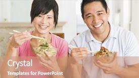  Presentation with chinese food - PPT theme consisting of young couple enjoying chinese food background and a  colored foreground